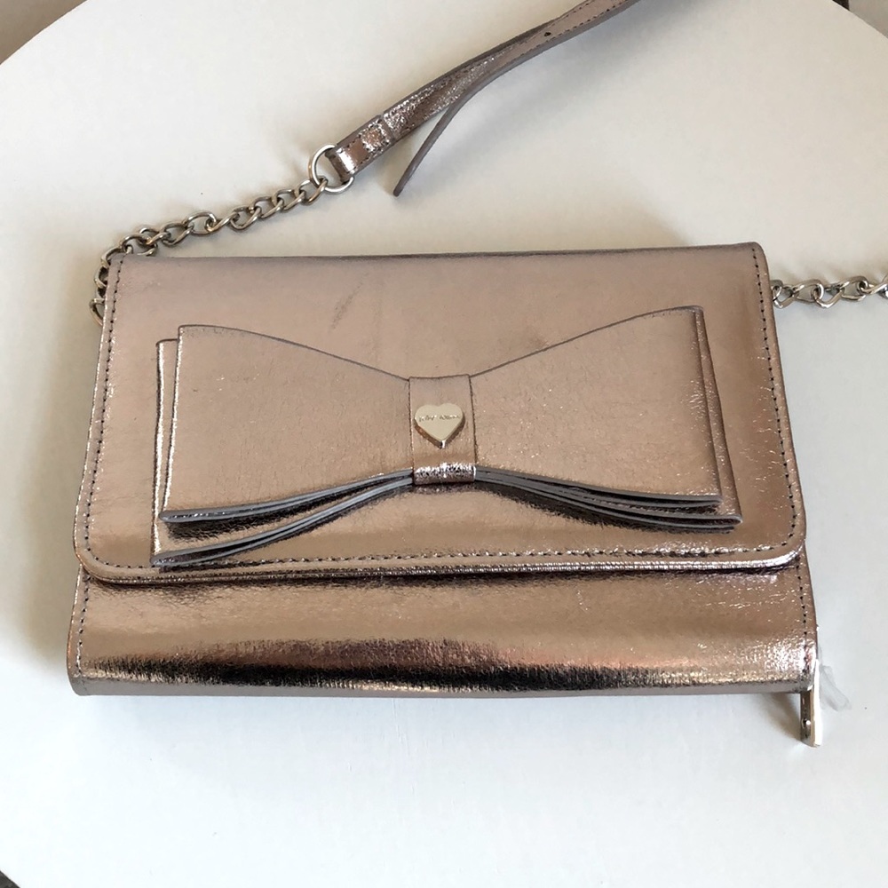 NWOT Betsey Johnson Rose Gold Purse with Bow Tie